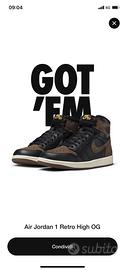 Air Jordan 1 Retro High OG Nero/Palomino/Sail/Oro