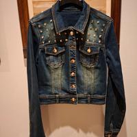 giacca jeans blu cotone sfumato borchie Motivi S