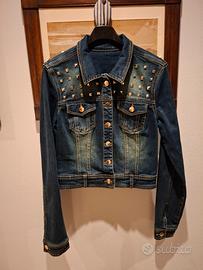 giacca jeans blu cotone sfumato borchie Motivi S