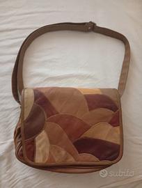 Borsa vintage in pelle patchwork - Stile anni '70