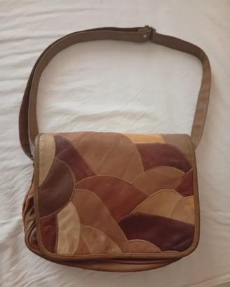 Borsa vintage in pelle patchwork - Stile anni '70