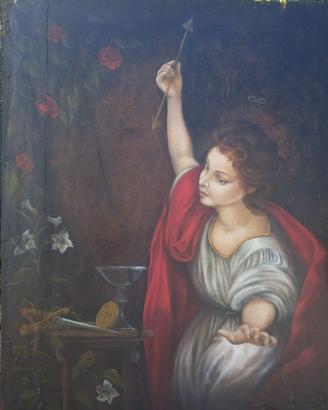 olio su tavola "il mago" 