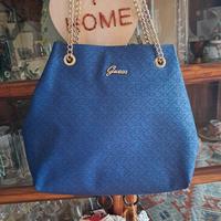 borsa blu in pelle guess 
