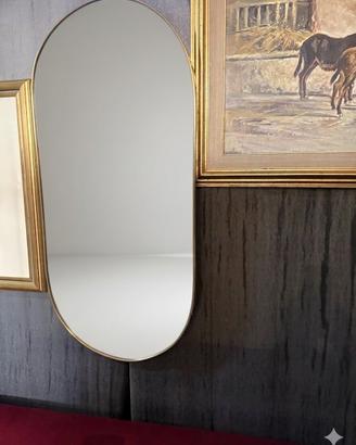 Specchio Ovale di Design - Ottone - Anni '50/60