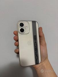 Cover iPhone 16 Trasparente Scritta Porsche