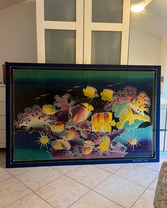 Quadro stoffa dipinta Batik acquario