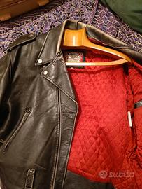 giubbotto di pelle nero vintage da moto 