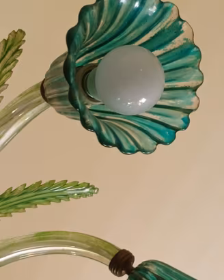 Lampadario vintage stile Murano a 6 luci