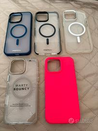 5 cover per iphone pro max nuove mai usate
