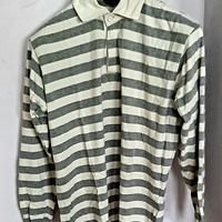 Maglia polo a riche grigie e panna, New England