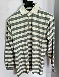 Maglia polo a riche grigie e panna, New England
