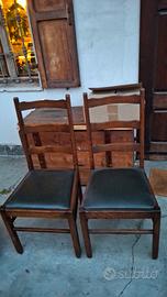 coppia sedie anni 50 legno e pelle