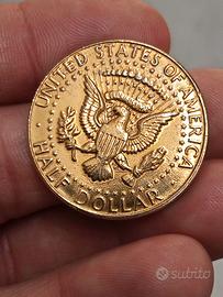 1/2 dollaro JFK 1967 argento placcato oro