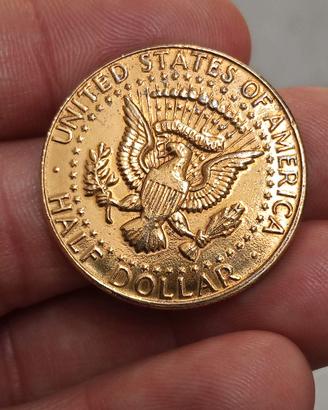 1/2 dollaro JFK 1967 argento placcato oro