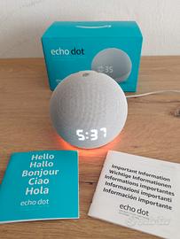 Alexa echo dot 4 gen bianco con orologio 