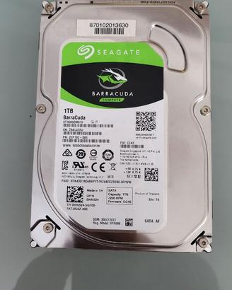 Seagate - Disco rigido 1 TB 3,5", SATA Barracuda