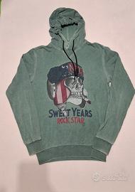 Felpa con Cappuccio Uomo Tag L-Verde Lavato vintag