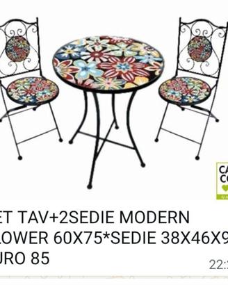 set tavolo+2 sedie ceramica 
