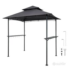 Gazebo per Barbecue da Esterno con Tetto 2 Livelli