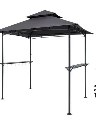 Gazebo per Barbecue da Esterno con Tetto 2 Livelli