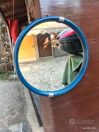 Specchio tondo con cornice blu