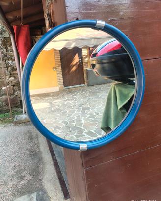 Specchio tondo con cornice blu