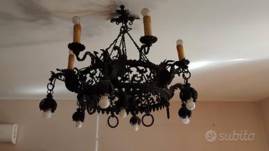 lampadario in ferro battuto diametro 90 cm 