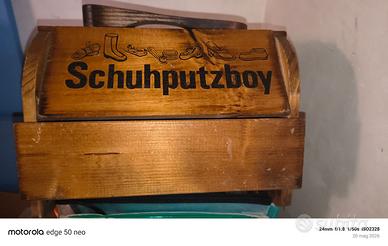 Cassetta Lustrascarpe Vintage in legno "Schuhputzb