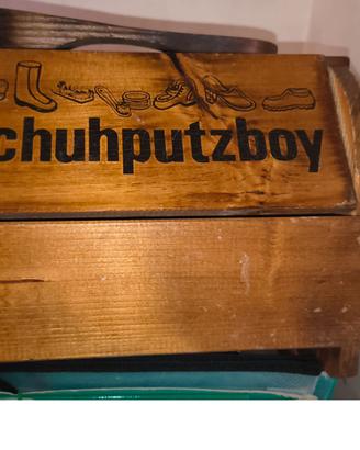 Cassetta Lustrascarpe Vintage in legno "Schuhputzb
