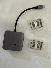 Schede Lexar Cf Expres da 128 e 256 + lettore Lexa
