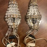 Coppia di applique stile Impero in ottone e vetro