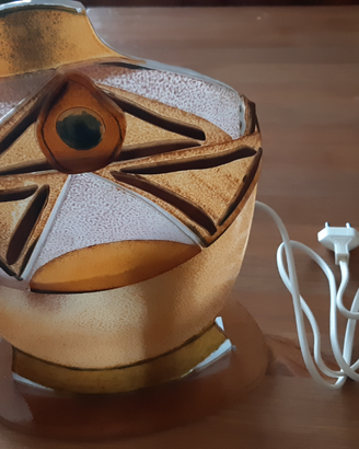 Lampada Vintage in Vetro Artistico e Legno