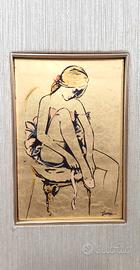 Quadro incisione su oro opera artistica 