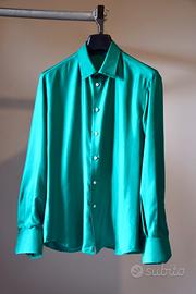 Camicia sartoriale 100% seta smeraldo taglia S