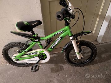 Bici Kawasaki telaio 14 con rotelle