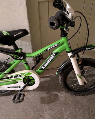 Bici Kawasaki telaio 14 con rotelle