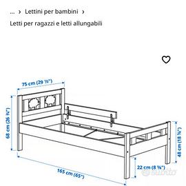 Letto bianco bambino Ikea Kritter + materasso
