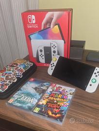 Nintendo Switch Oled + zelda + mario + custodia
