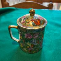 TAZZA ALTA CON COPERCHIO FANTASIA FIORI/FRUTTA