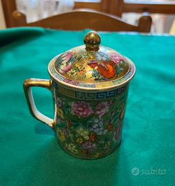 TAZZA ALTA CON COPERCHIO FANTASIA FIORI/FRUTTA