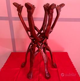 Scultura in legno tavolino caffè