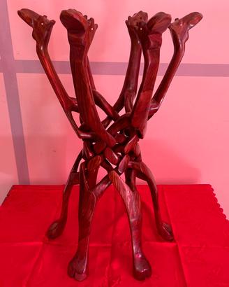 Scultura in legno tavolino caffè