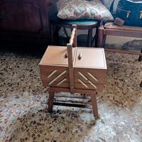 porta cucito e porta lavoro in legno vintage