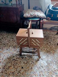 porta cucito e porta lavoro in legno vintage