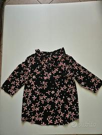 Blusa donna nera fantasia floreale maniche 3/4 