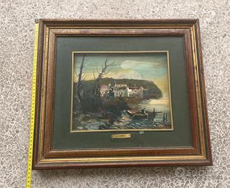 Dipinto ad Olio Paesaggio Fluviale - L. Canali