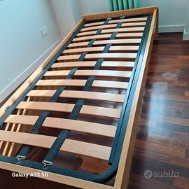 Letto singolo con doghe 90x200 rovere chiaro