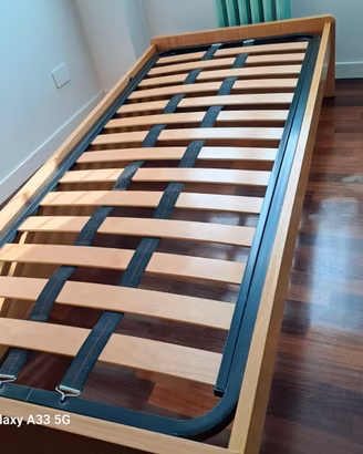 Letto singolo con doghe 90x200 rovere chiaro