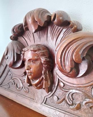 Antica cimasa intagliata, epoca fine '800, legno