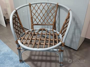 Poltrona Vintage Anni 60/70 in Rattan e Bambù Bico